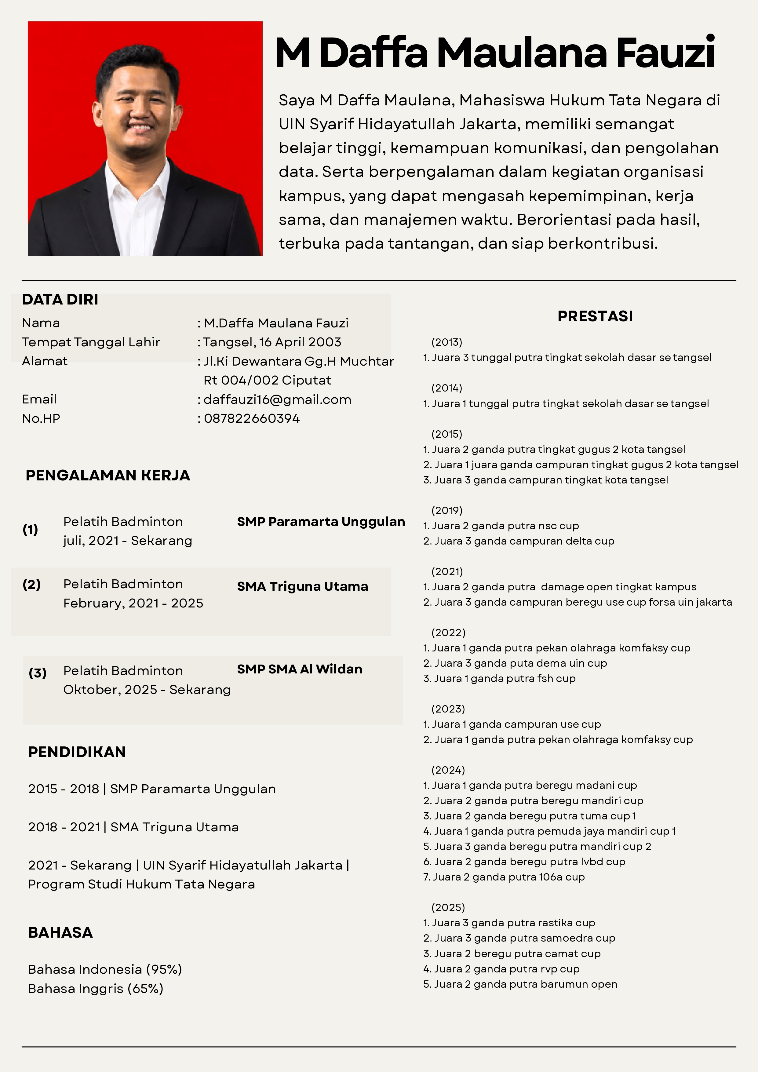 Profil M Daffa Maulana Fauzi